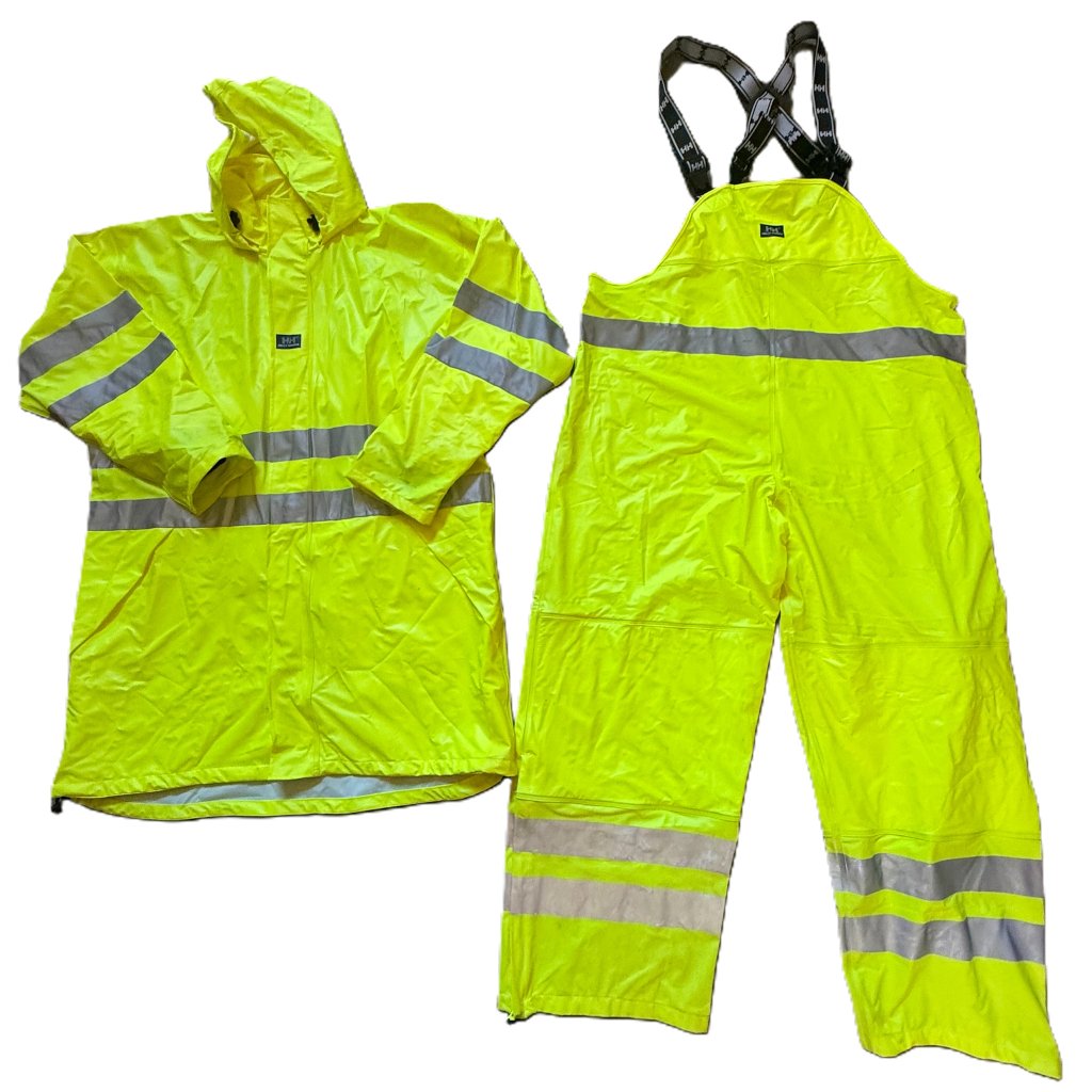 Helly Hansen Workwear Alta Hi Vis Waterproof Rain Jacket And Bib Overalls Xxl